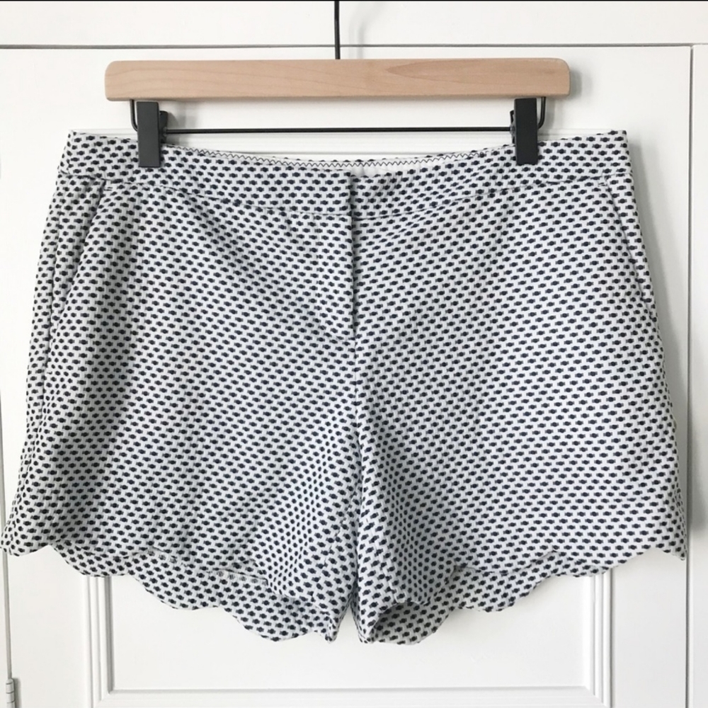 Cynthia Rowley | Navy Dot Scallop Hem Shorts | 12